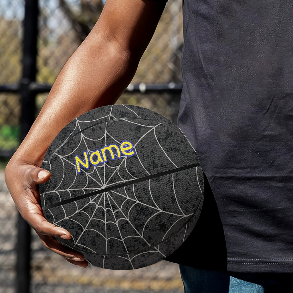 Customized basketball with spider web and skull design, size 5 or 7