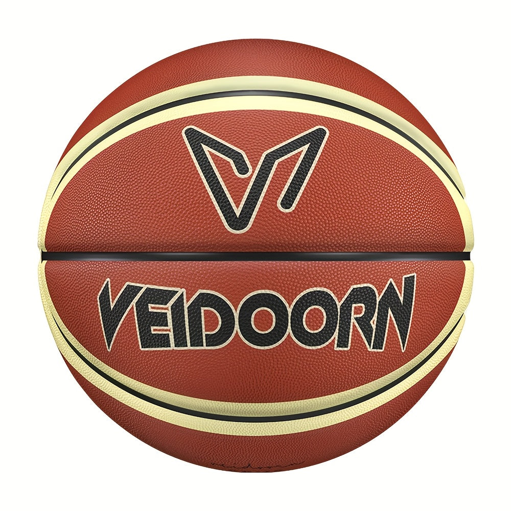 Veidoorn Official Basketball - Durable Rubber Indoor\u002FOutdoor Training & Competition Ball with Black\u002FWhite\u002FRed Accents