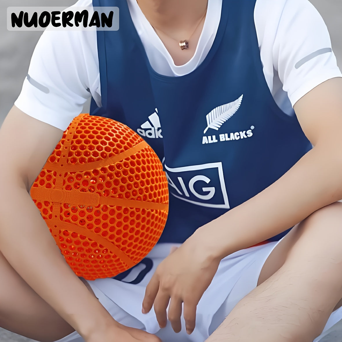 NUOERMAN 3D Printed Orange Basketball - No-Inflation Concept