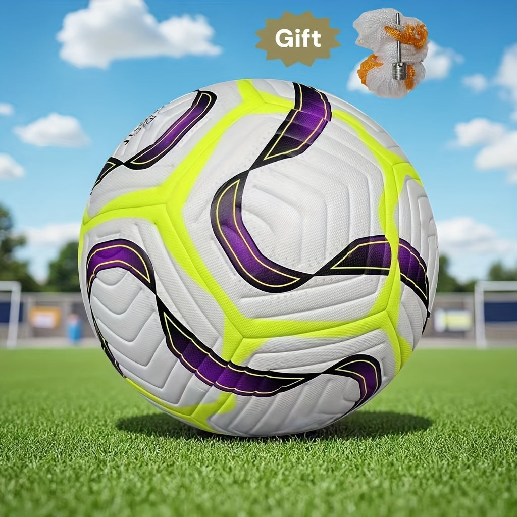 Vibrant Neon Green & Purple Football with Black & White Patterns - Durable Synthetic Faux Leather