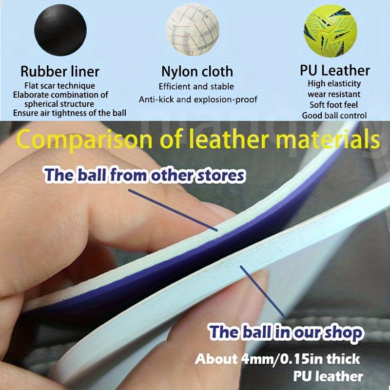 Professional No.5 Soccer Ball - High-Quality Faux Leather, Seamless Heat-Bonded Construction