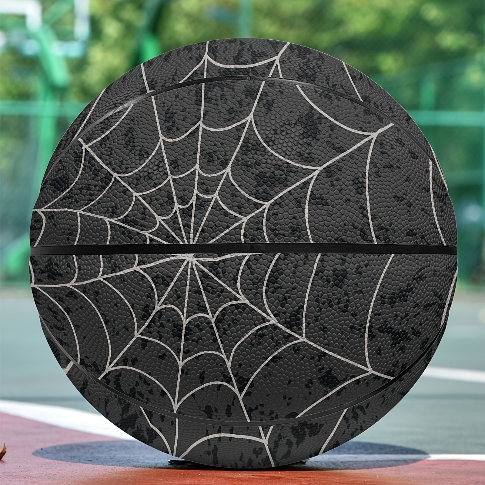 Customized basketball with spider web and skull design, size 5 or 7