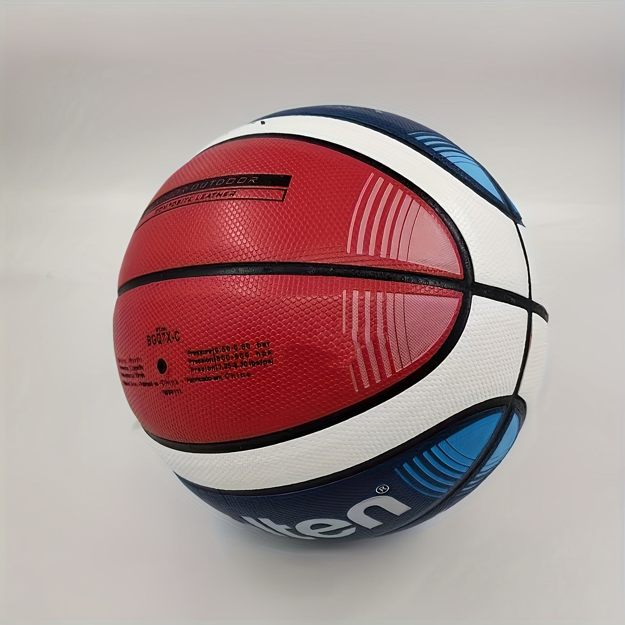 GQ7 Official Size 7 Basketball - Durable PU Material, Red\u002FBlue\u002FWhite Colorway with Black Accents