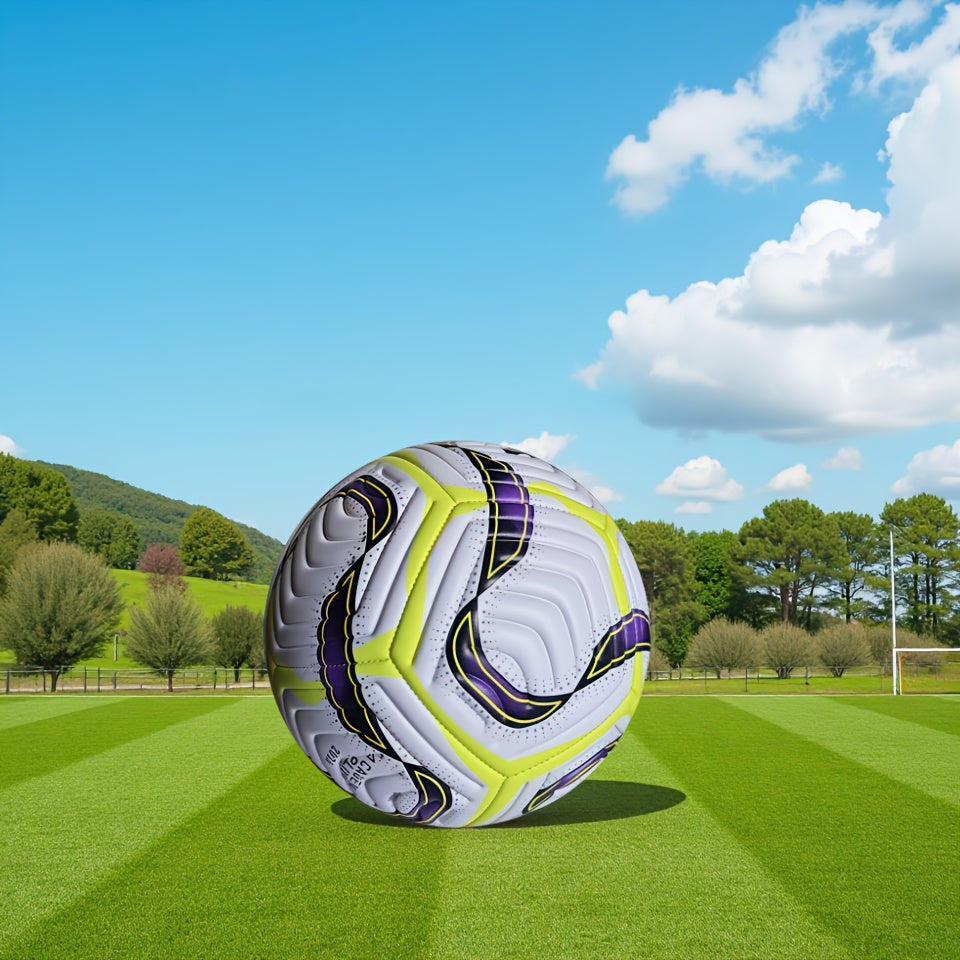 Vibrant Neon Green & Purple Football with Black & White Patterns - Durable Synthetic Faux Leather