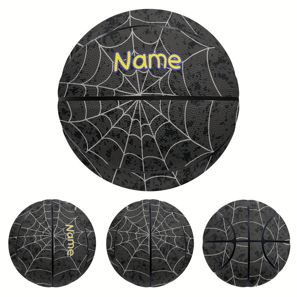 Customized basketball with spider web and skull design, size 5 or 7