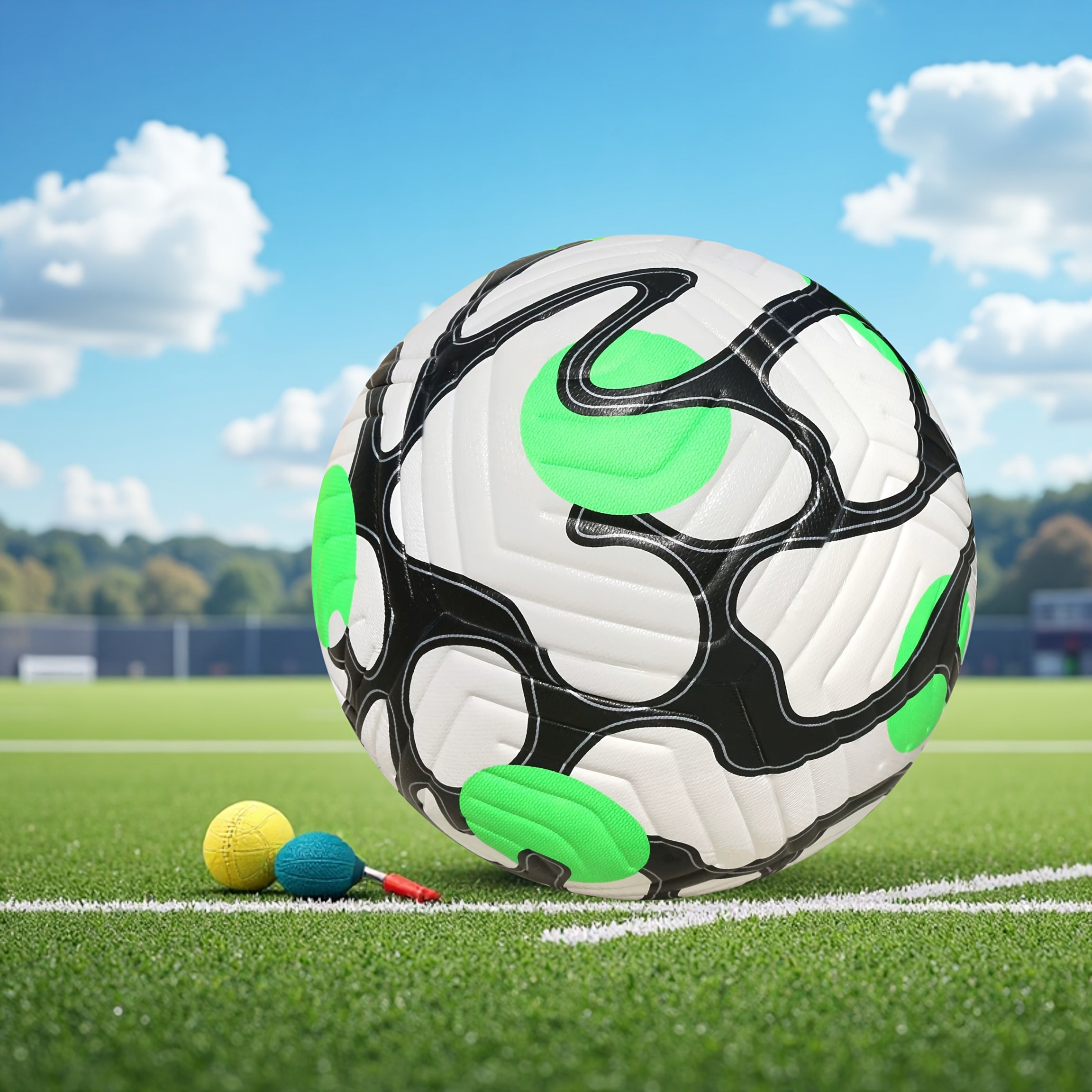 Professional Soccer Ball - Size 5 Machine-Sewn PU Football with Black