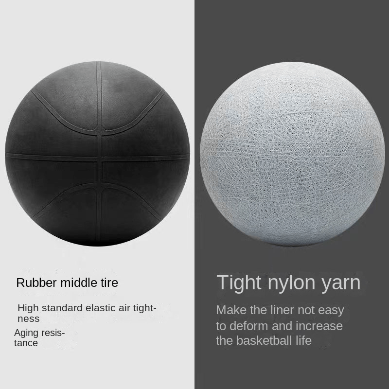 New Reflective Basketball - Durable Rubber Wear-Resistant White with Black Line Design